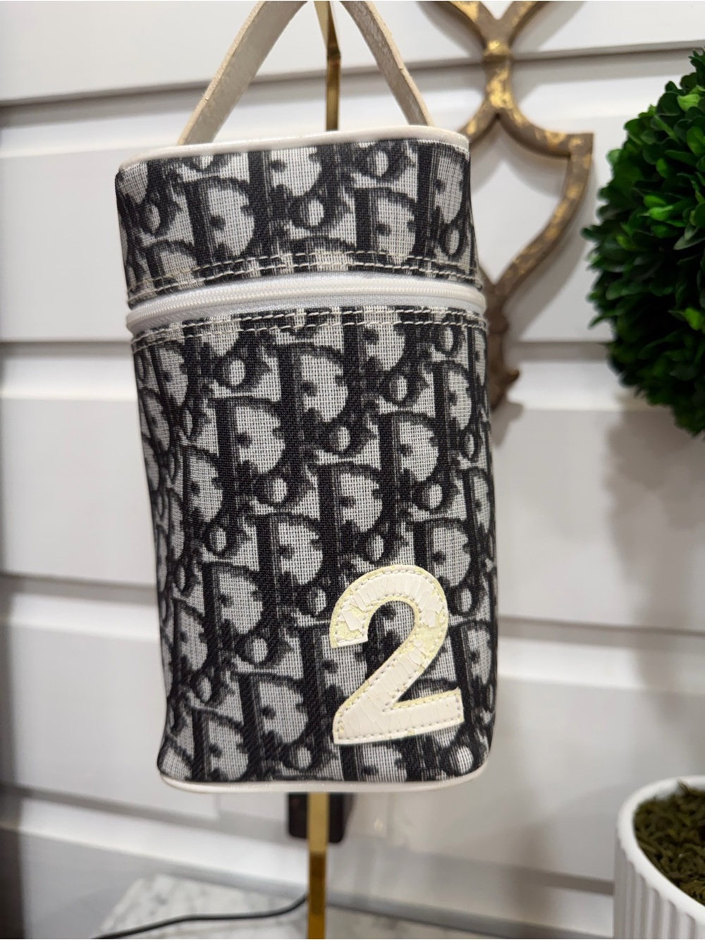 Dior Black and White Monogram Canvas Cosmetic Case with '2' Patch